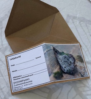 k&auml;sintehty lahjakortti